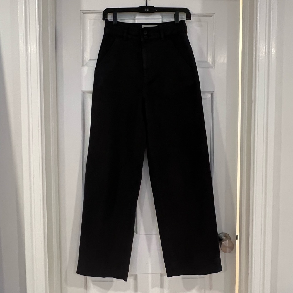 Everlane The Organic Wide-Leg Pant in Black — size 0